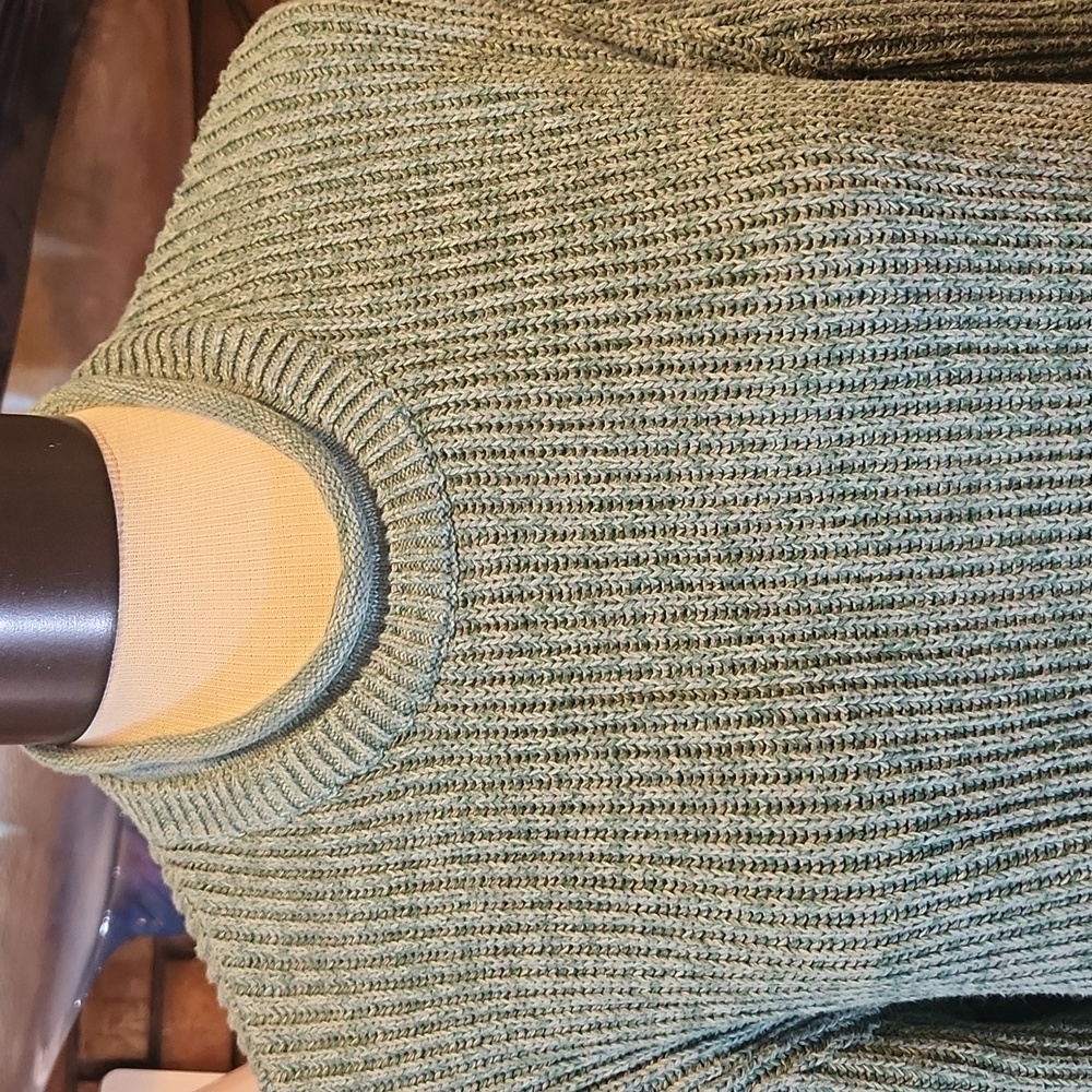 Old Navy Men's Teal Crewneck Rollneck Green Ribbed Sweater Size L 100% Cotton - Picture 2 of 13